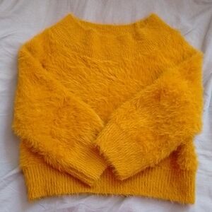 Orange fluffy womens sweeter